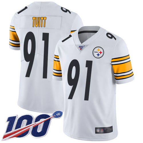 Men Pittsburgh Steelers Football 91 Limited White Stephon Tuitt Road 100th Season Vapor Untouchable Nike NFL Jersey